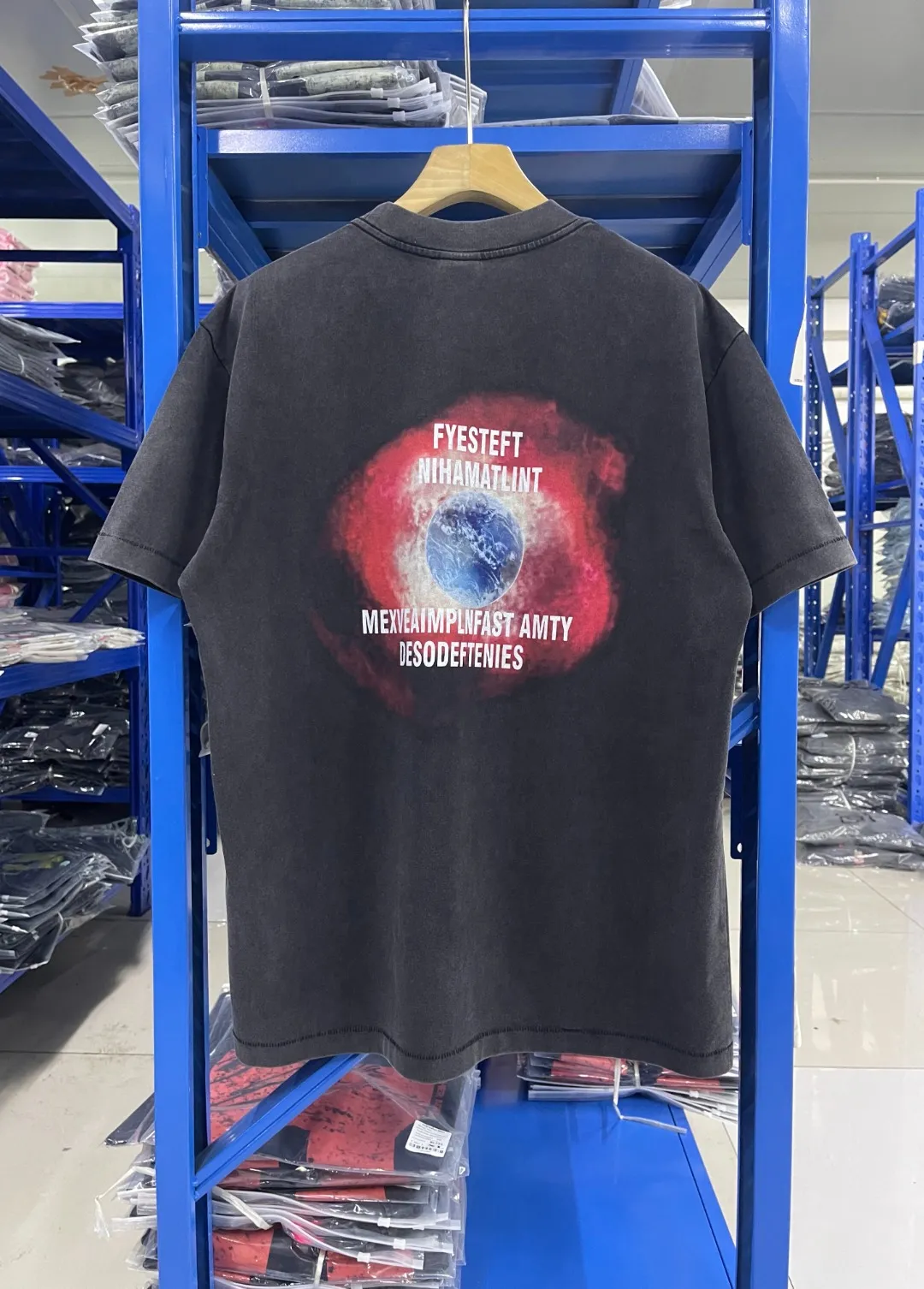 Spot ST410 style washed black P136 Saint Michael 25SS "FYESTEFT NIHAMATLINT" instantly destroyed washed distressed T-shirt size S-M-L-XL
